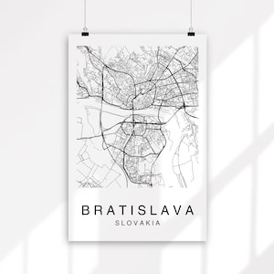 Bratislava Map Print, Bratislava Map, Printable Map Art, Digital Download, City Map Art, City Street Map, Slovakia Map, City Map, Custom Map
