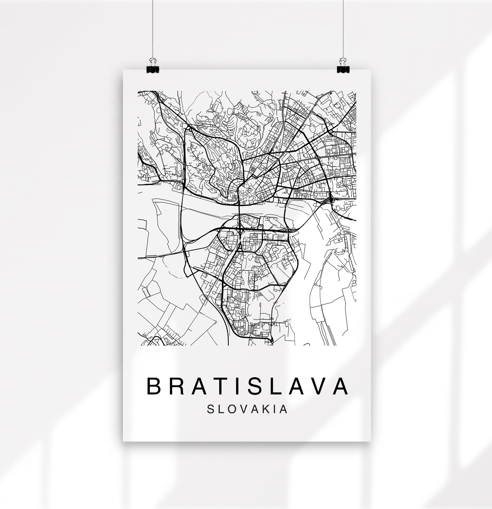 Bratislava Map Print Bratislava Map Printable Map Art Etsy
