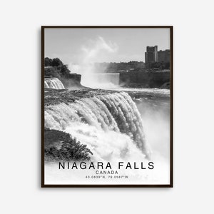 Niagara Falls Schwarz-Weiß Koordinaten, Niagara Falls Print Poster, Niagara Falls Fotos, Einzigartiges WandKunst Dekor, Stadt WandKunst Design Bild 5