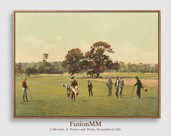 Golf Vintage Painting Landscape Art Print, Vintage Golf Course Wall Art, Golf Fan Gifts, Golf Wall Decor, Golf Posters, Sports Art Prints