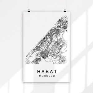 Rabat Map Print, Rabat Printable Map Wall Art, Moroccan Decor, City Map Art, City Maps Digital, Digital Download, Morocco Map, Custom Map