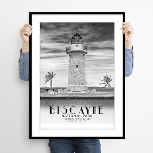 Poster di viaggio del Parco Nazionale di Biscayne, stampa fotografica di viaggio di Biscayne, poster del Parco Nazionale, stampa artistica minimalista, Florida, Miami