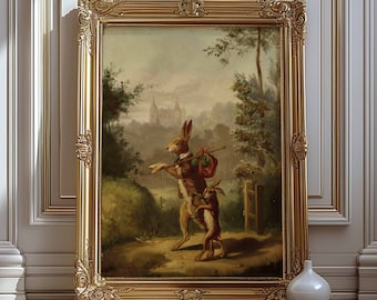Vintage konijnenkunstdruk: antieke konijntjes, rustiek huisdecor