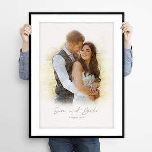 Custom Portrait from Photo, Custom Wedding Portrait from Photo, Digital Watercolor Illustration