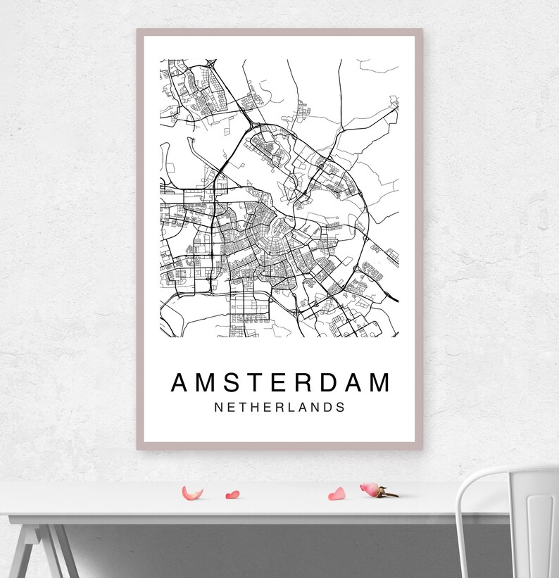Amsterdam Map Print Amsterdam City Holland Print Amsterdam | Etsy