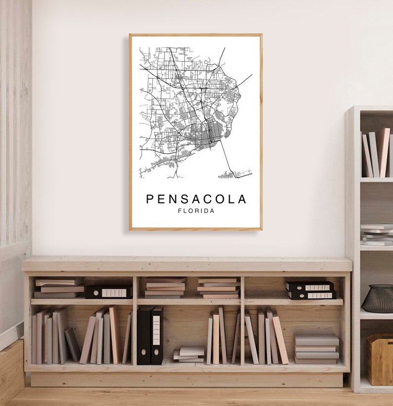Pensacola Map Print Pensacola Map Poster Wall Art City Map Etsy
