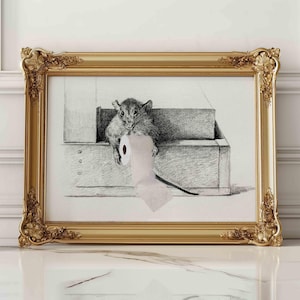 Disegno di un topo alterato, arte divertente, stampa artistica da parete per bagno, per appartamento, dormitorio universitario, poster estetico, retrò, trendy, eclettico, unico