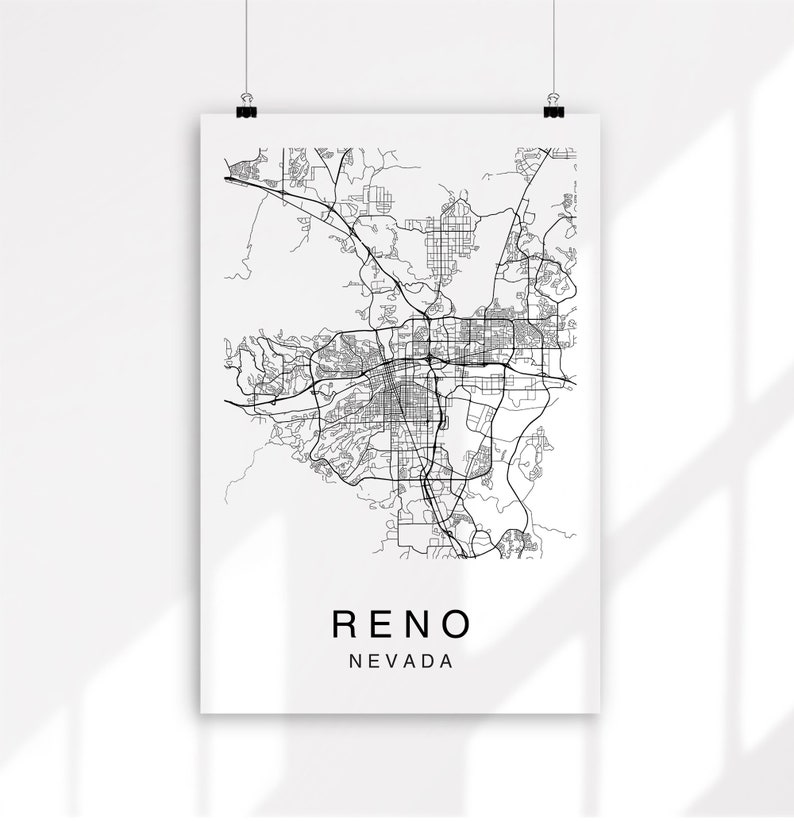 Reno Map Reno City Map Map Poster Map Print Reno Map | Etsy
