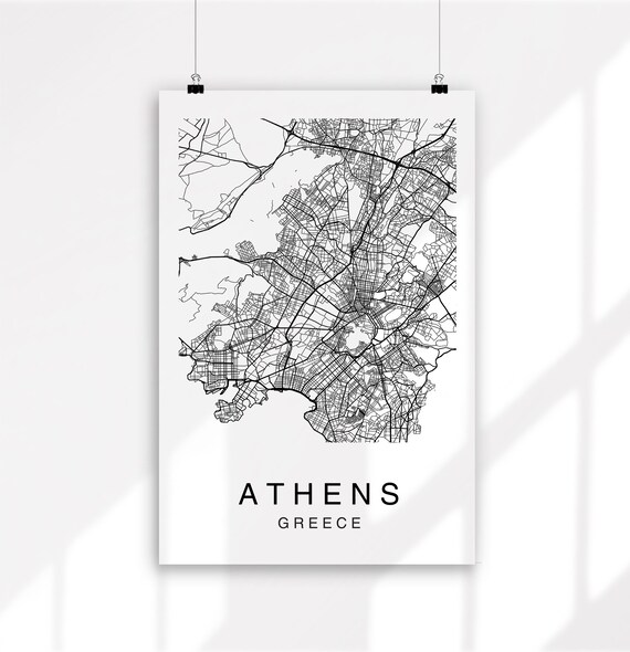 Street Art Athens Map Athens City Print Street Map Art Athens Map Poster Athens | Etsy Ireland