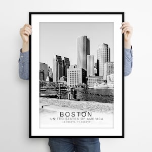 Boston Skyline, Print, Boston Massachusetts Skyline, Travel Print, Boston Art, City Poster, Cityscape, Home Decor, Gift Print, Wall Art