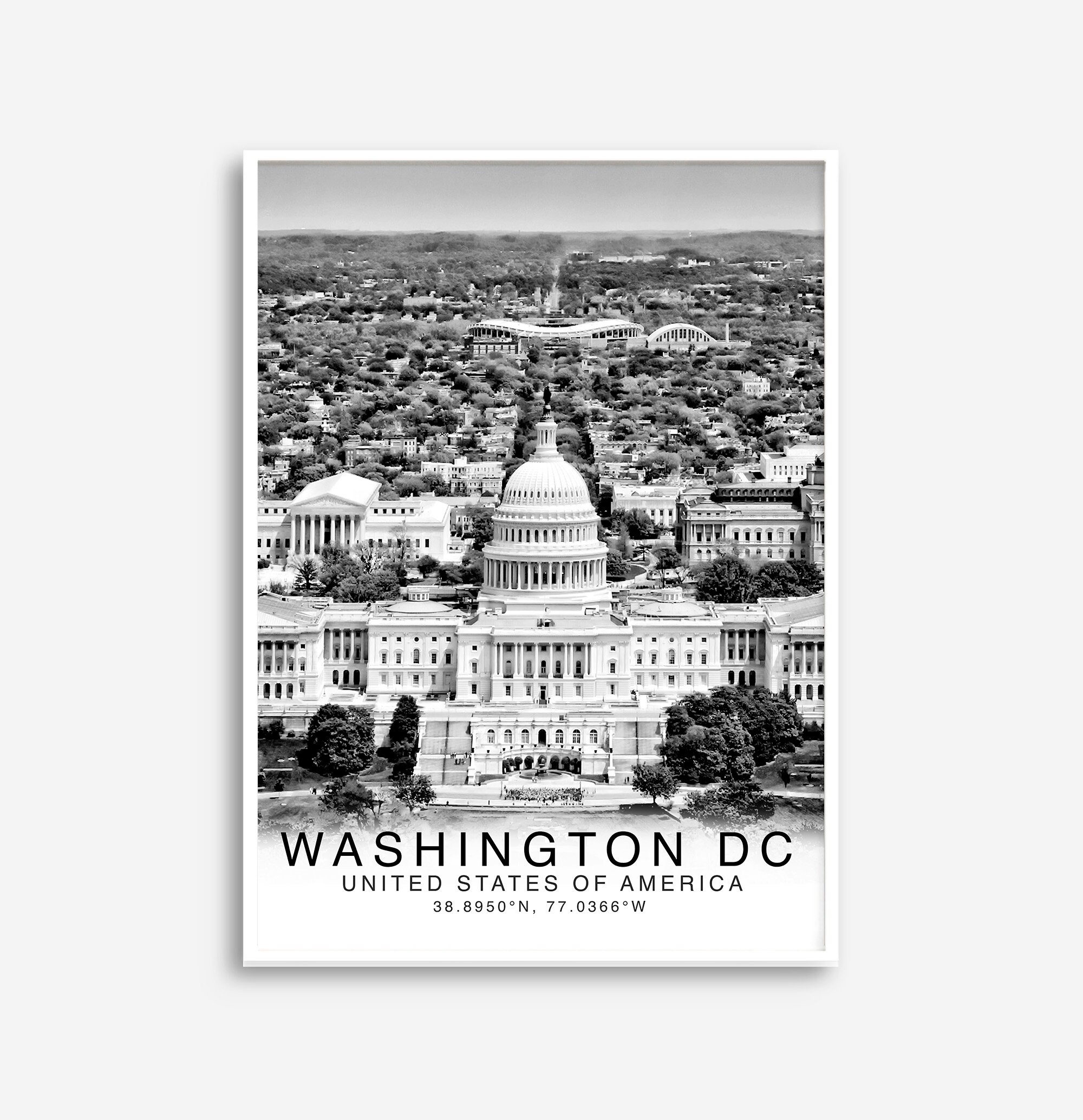 Washington DC Print Black and White Washington Wall Art Etsy