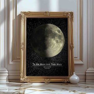 Cadeau personnalisé phases de lune, impression de phases de lune personnalisée, impression de phases de lune personnalisée, cadeau souvenir, cadeau de mariage à imprimer, art mural phases de lune