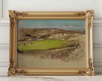 Golf Painting Art, Vintage Golf Course Print, Large Golf Wall Art, Golf Posters, Sports Art Prints, Golf Pictures for Office, Sports Decor