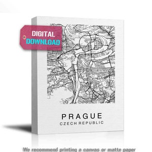 Prague Map Print, Prague Printable Map, Wall Art, City Map Art, Street ...