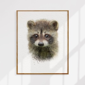 Nursery Decor, Raccoon Print, Woodland Animals, Printable Decor, Forest Animal, Animal Art, Baby Animals, Woodland Baby Shower, Kids Art