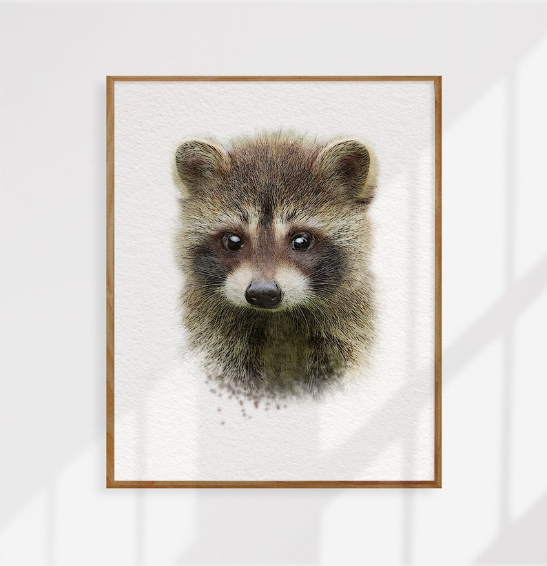 Nursery Decor Raccoon Print Woodland Animals Printable Etsy