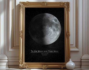 Lámina personalizada con las fases de la luna, recuerdo celestial personalizado, arte mural familiar