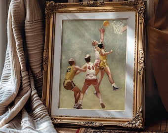 Basketball Wall Art, Vintage Basketball Poster, Boys Room Decor, Sport Art Poster, Painting Prints, Basketball Player, Mailed Print