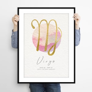 Virgo Gift, Virgo Poster, Virgo Wall Art, Virgo Print, Zodiac Print, Horoscope Print, Astrology Print, Zodiac Wall Art, Star Sign Wall Art