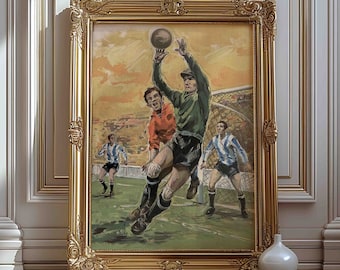 Vintage Soccer Art Print: Retro Sports Poster