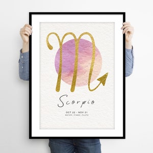 Scorpio Poster, Horoscope Print, Scorpio Astrological Wall Art, Scorpio Print, Zodiac Poster, Scorpio Art Prints, Scorpio Birthday Present
