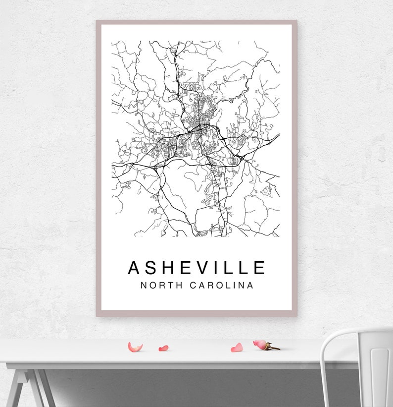 Asheville Map Print Asheville Map Poster Wall Art Nc City Etsy