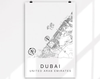 Dubai City Print, Street Map Art, Dubai Map Poster, Dubai Map Print, City Map Wall Art, Dubai Map, Travel Poster, Map Print
