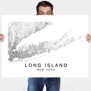Long Island kaart, Long Island kaart poster kunst aan de muur, digitale kaarten, stadsplattegrond, stratenplan kunst decor, routekaart cadeau, New York kaart, stadskaart afdrukken