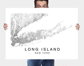 Long Island Map, Long Island Map Poster Wall Art, Digital Maps, City Map, Street Map Art Decor, Road Map Gift, New York Map, City Map Print