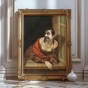 Arte alterata con facce buffe, stampa artistica da parete per il bagno, umorismo da toilette, pittura in stile vintage classico, regalo divertente da stampare, decorazione artistica per il bagno