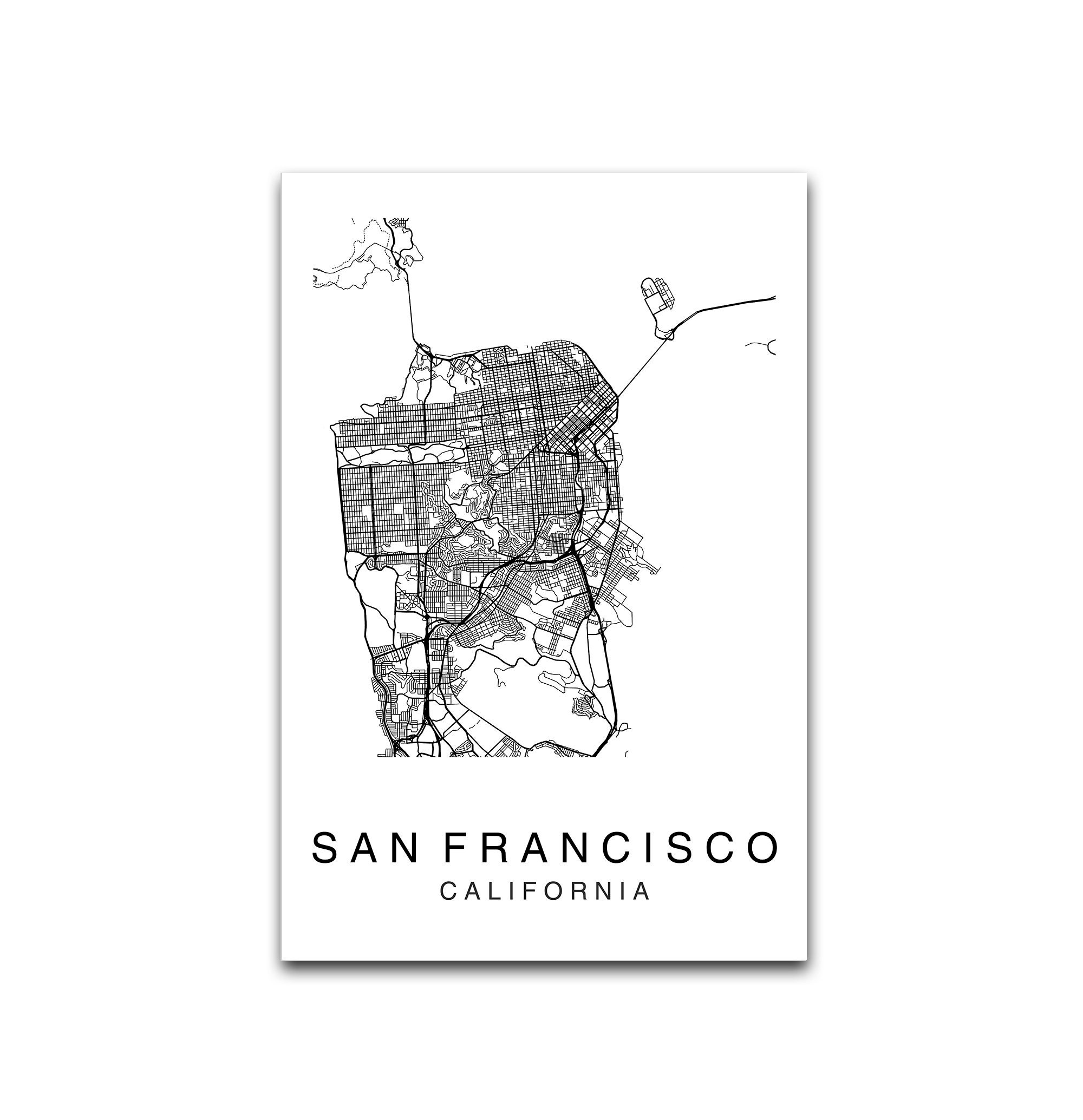 San Francisco Map Print San Francisco Map Wall Art City Map Etsy
