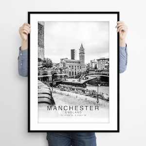 Manchester Skyline England, Stadtbild Reise Kunstdruck Poster, Manchester Wand Kunst Dekor