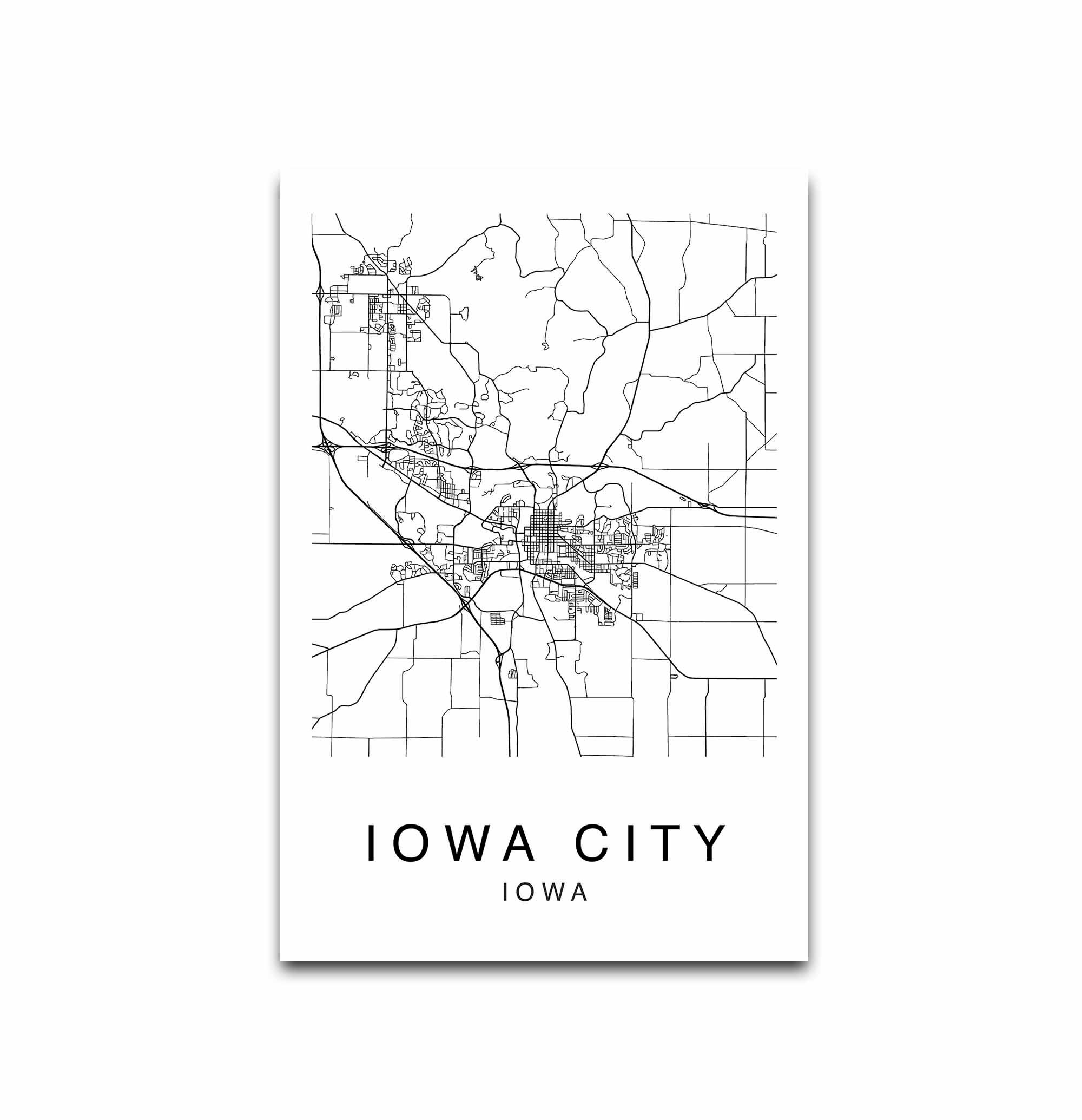 Iowa City Map Minimalist Map Iowa City Print Iowa City Etsy