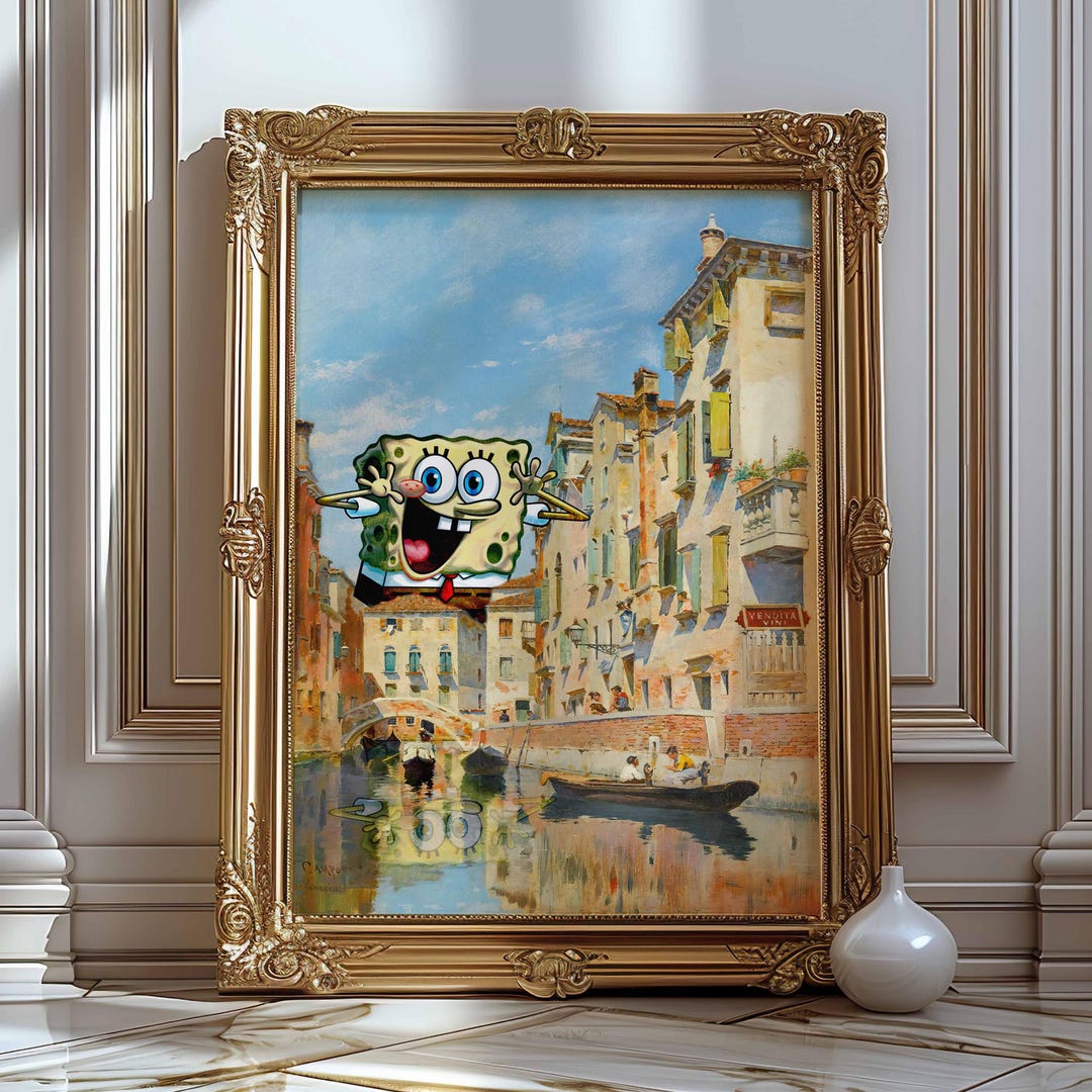 Famous Painting Funny Altered Art, Venice Wall Print, Vintage Wall Art