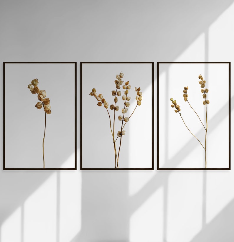 Botanical Wall Art Set of 3 Wall Art Flowers Wall Art Etsy
