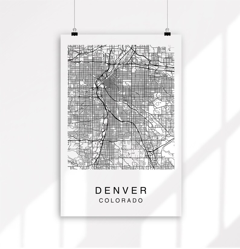 Denver Map Print Denver Map Poster Map of Denver Denver | Etsy