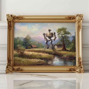 Landscape Altered Art, Thrift Store Upcycle Art, Modern Classical Art, Maximalist Art Vintage Print, Altered Vintage Art, Funny Wall Art
