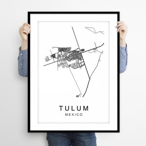 Carte de Tulum, plan de la ville de Tulum, affiche de carte, impression de carte, affiche de carte de Tulum, impression de carte de Tulum, plan de rue, plan de la ville, art de la carte du Mexique, art déco mural