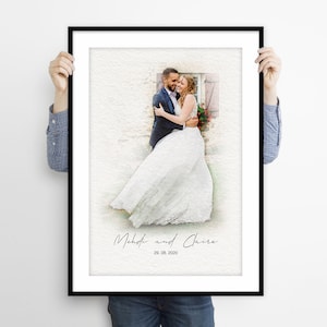 Custom Wedding Portrait, Custom Wedding Watercolor, Personalised Wedding Gift, Watercolor Painting From Photo, Custom Wedding Art Print Gift