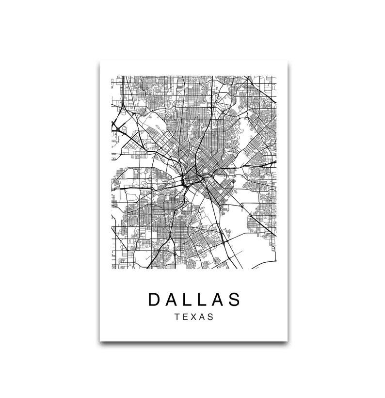 Dallas Map Print Dallas Map Printable Art Wall Art Dallas | Etsy