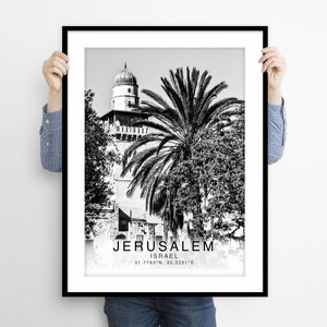 Póster de Jerusalén, Impresión artística de Jerusalén, Foto de Jerusalén, Arte mural de Jerusalén, Jerusalén en blanco y negro, Póster de Israel, Decoración con impresión de Jerusalén