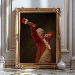 Divertente parete artistica per il bagno, dipinto classico alterato, arredamento vintage, stampa poster in stile Mid-Century, umorismo sul bagno, divertente regalo per papà.