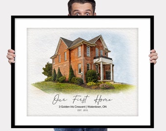 Home Illustration | Custom House Portrait | Home Art | Housewarming Gift | First Home Gift | Watercolor Home Portrait | Realtor Closing Gift