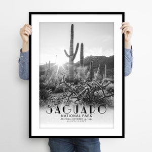 Saguaro National Park Reise Poster, Saguaro National Park Foto Druck, Saguaro Poster, Nationalparks Poster