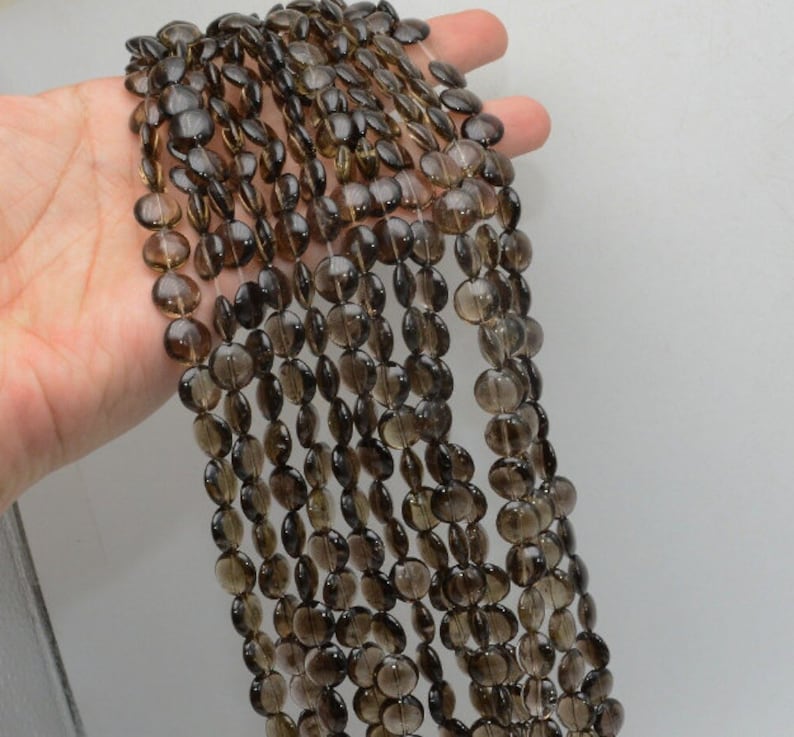 Natural Smoky Quartz Flat Round Beads AAA Quality 10MM Size,Available Beads,Smooth Beads,Jewelry Making,Polished Flat Round Beads
