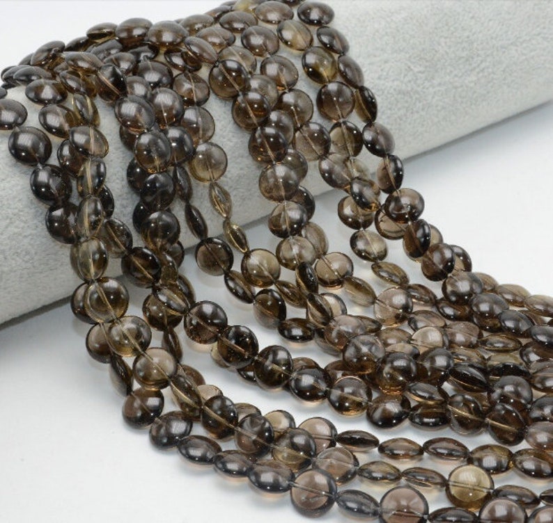 Natural Smoky Quartz Flat Round Beads AAA Quality 10MM Size,Available Beads,Smooth Beads,Jewelry Making,Polished Flat Round Beads