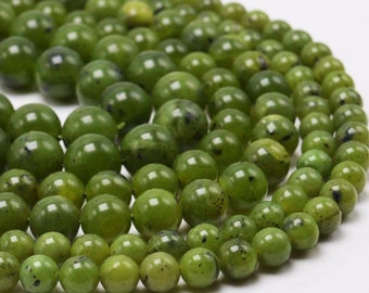 Natural AAA Grade Green Canadian Jadeite Jade Gemstone Loose Round Beads 15" GB 