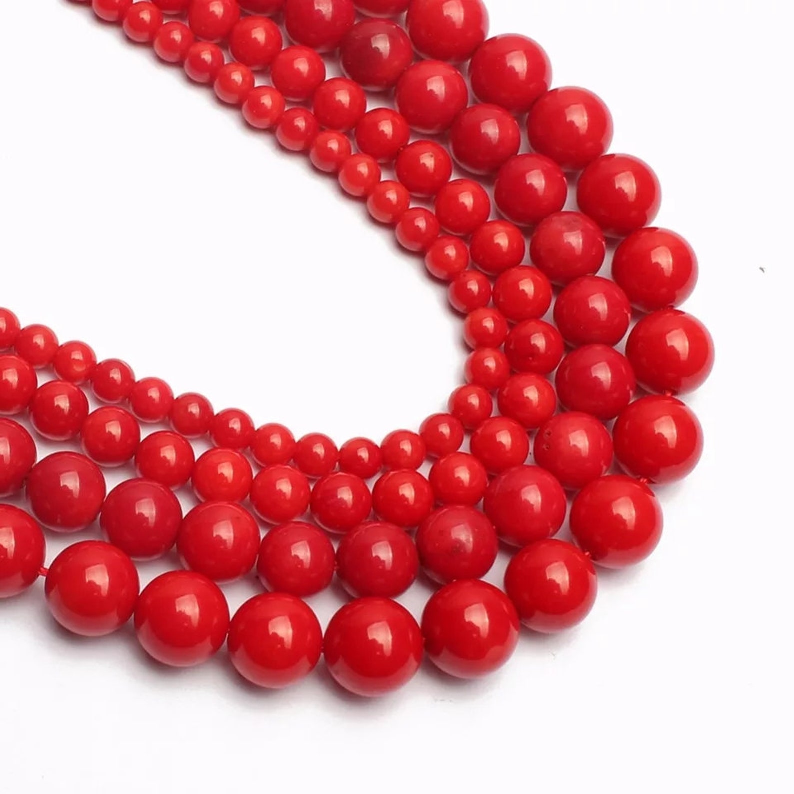 Red Coral Beads 4689MM Size Availableround Beadssmooth Etsy