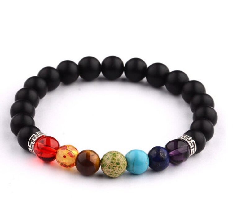 Natural Lava stone bedded bracelet 7 Color Bracelet 7 Chakra Healing Reiki Prayer Bracelet Anniversary Gift Boho men/& women beads Bracelet.