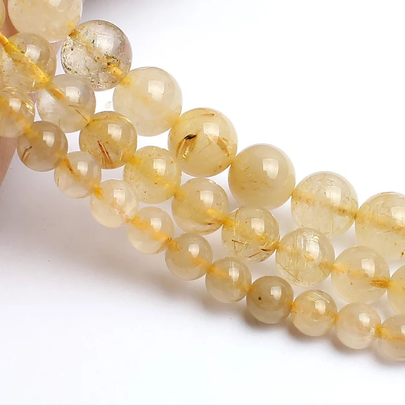 Natural Gold Rutilated Quartz Beads AAAA Quality 68 & 10MM | Etsy